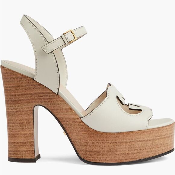 Brand new Gucci mystic white Platform Sandals cutout gg logo size 11 - Picture 3 of 15